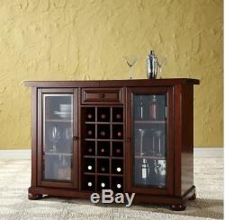 Home Mini Bar Liquor Cabinet Display Case Furniture Wood Wine Bottle Rack Brown