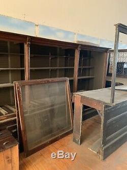 Huge 17 9 Antique General Store Vertical Sliding Door Display Case W 5 Drawers