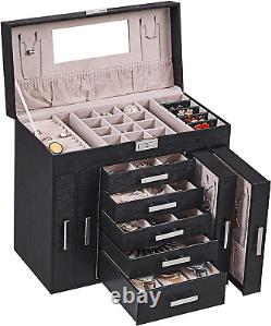 Huge Jewelry Box Jewelry Organizer Case 6 Tier 40 Hooks Display Storage Holder w