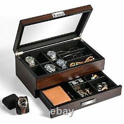 Ikkle Watch Box Organizer Wooden Men Jewelry Display Case watch box with drawer