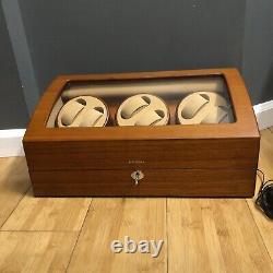 JQUEEN Auto Rotation 6+7 Watch Winder Storage Case Display Box Tested Working