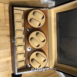 JQUEEN Auto Rotation 6+7 Watch Winder Storage Case Display Box Tested Working