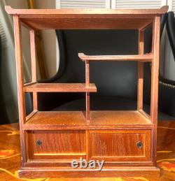 Japanese Wood Storage Display Shelf Stand Case Tea Chest H9.1×W7.9×D3.5in Retro