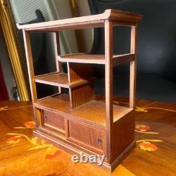 Japanese Wood Storage Display Shelf Stand Case Tea Chest H9.1×W7.9×D3.5in Retro