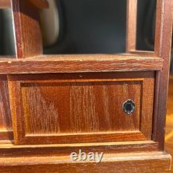 Japanese Wood Storage Display Shelf Stand Case Tea Chest H9.1×W7.9×D3.5in Retro