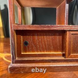Japanese Wood Storage Display Shelf Stand Case Tea Chest H9.1×W7.9×D3.5in Retro