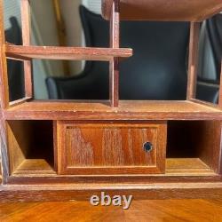 Japanese Wood Storage Display Shelf Stand Case Tea Chest H9.1×W7.9×D3.5in Retro