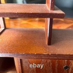 Japanese Wood Storage Display Shelf Stand Case Tea Chest H9.1×W7.9×D3.5in Retro