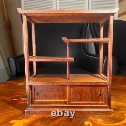 Japanese Wood Storage Display Shelf Stand Case Tea Chest H9.1×W7.9×D3.5in Retro