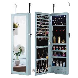 Jewelry Cabinet Armoire Storage Wall-Mounted or Over the Door Full Length Mirror