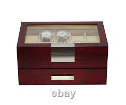 Jewelry Collection Wooden Watch Box Display Case with Glass Top and 20 Slot