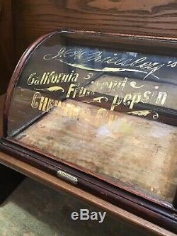 Jp Primleys Gum Case By J. Riswig Curved Glass Store Display Case Antique