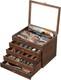 Knife Display Case 100+ Wood Walnut Pocket Knives Watch Organizer Storage Box