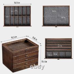 Knife Display Case 100+ Wood Walnut Pocket Knives Watch Organizer Storage Box