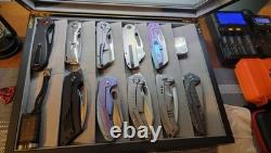 Knife Display Case 20+ Wood Walnut EDC Pocket Knives Watch Organizer Storage Box