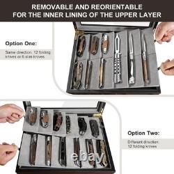 Knife Display Case 20+ Wood Walnut EDC Pocket Knives Watch Organizer Storage Box Knife Display Case 20+ Wood Walnut EDC Pocket Knives Watch Organizer Storage Box