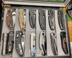 Knife Display Case 20+ Wood Walnut EDC Pocket Knives Watch Organizer Storage Box