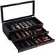 Knife Display Case, 22-26 Slot Storage Box, Ebony Veneer, 3-Tier, Lockable, Show