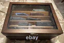 Knife Display Case 22+ Wood Walnut EDC Pocket Knives Watch Organizer Storage Box