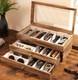 Knife Display Case 24+ Wood Brown EDC Pocket Knives Watch Organizer Storage Box
