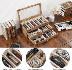 Knife Display Case, 3-Layer Pocket Knife Case Display & Storage Knives, Solid Wo