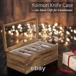 Knife Display Case, 3-Layer Pocket Knife Case Display & Storage Knives, Solid Wo