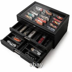 Knife Display Case 43+ Wood Black EDC Pocket Knives Watch Organizer Storage Box