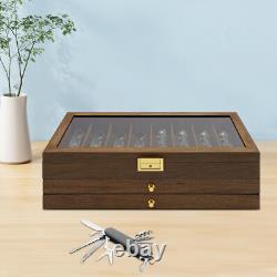 Knife Display Case Cabinet 3-Tier Walnut Color Knives Drawer Storage Holder NEW