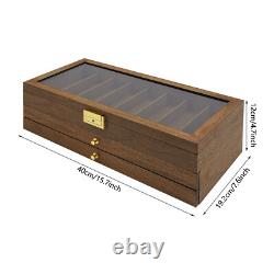 Knife Display Case Cabinet 3-Tier Walnut Color Knives Drawer Storage Holder SALE