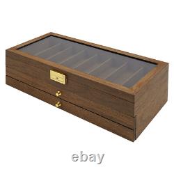 Knife Display Case Cabinet 3-Tier Walnut Color Knives Drawer Storage Holder SALE