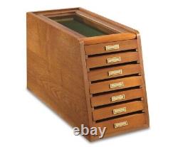 Knife Display Case Cabinet Walnut Wood Glass Coins Knives Drawer Storage Holder