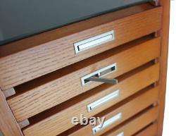 Knife Display Case Honey Oak Cabinet Wood Glass Coins Knives Watch Drawer Holder
