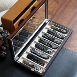 Knife Display Case Organizer Storage 8 Pocket Knives, Folding Knife Holder with