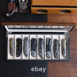 Knife Display Case Organizer Storage 8 Pocket Knives, Folding Knife Holder with