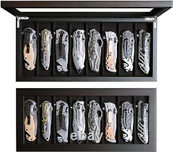 Knife Display Case Organizer storage 8 pocket knives, Ebony Veneer 8 slot