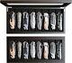 Knife Display Case Organizer storage 8 pocket knives, Ebony Veneer 8 slot