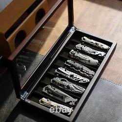 Knife Display Case Organizer storage 8 pocket knives, Ebony Veneer 8 slot