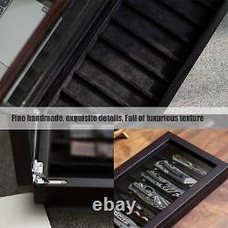 Knife Display Case Organizer storage 8 pocket knives, Ebony Veneer 8 slot