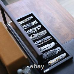 Knife Display Case Organizer storage 8 pocket knives, Ebony Veneer 8 slot