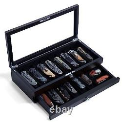 Knife Display Case Two-Tier Pocket Knife Case Box Storage for 15-17 Pocket Kn