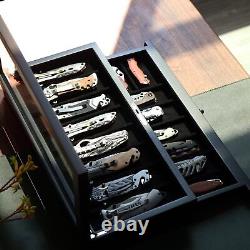 Knife Display Case Two-Tier Pocket Knife Case Box Storage for 15-17 Pocket Kn