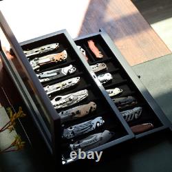 Knife Display Case Two-Tier Pocket Knife Case Box Storage for 15-17 Pocket Knive