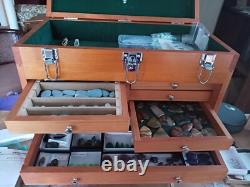 Knife Display Case Walnut & Black 8 Drawer Pistol Gun Wood Cabinet EDC Chest Box