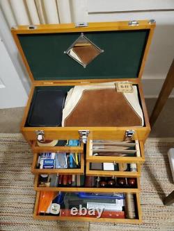 Knife Display Case Walnut & Black 8 Drawer Pistol Gun Wood Cabinet EDC Chest Box