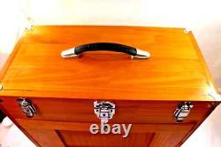 Knife Display Case Walnut & Black 8 Drawer Pistol Gun Wood Cabinet EDC Chest Box