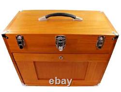 Knife Display Case Walnut & Black 8 Drawer Pistol Gun Wood Cabinet EDC Chest Box