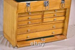 Knife Display Case Walnut & Black 8 Drawer Pistol Gun Wood Cabinet EDC Chest Box
