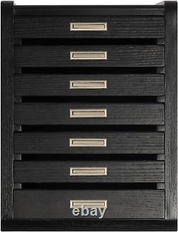 Knife Storage Display Case Holder Glass Top Tool Organizer Cabinet Drawers Black