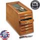 Knives Display Case Coins Wood Thick Glass Collectors Cabinet 7 Drawer Storage