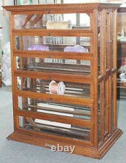 LARGE Antique 1880s A. N. RUSSELL & SONS Oak Country Store RIBBON DISPLAY CABINET